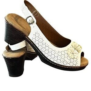 Patrizia By Spring Step Deedee Slingback Sandals Womens 42 White Perforated